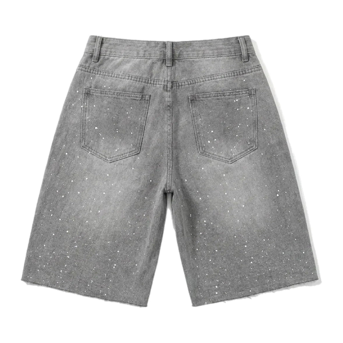 SCRIPT SPLATTER DENIM SHORTS