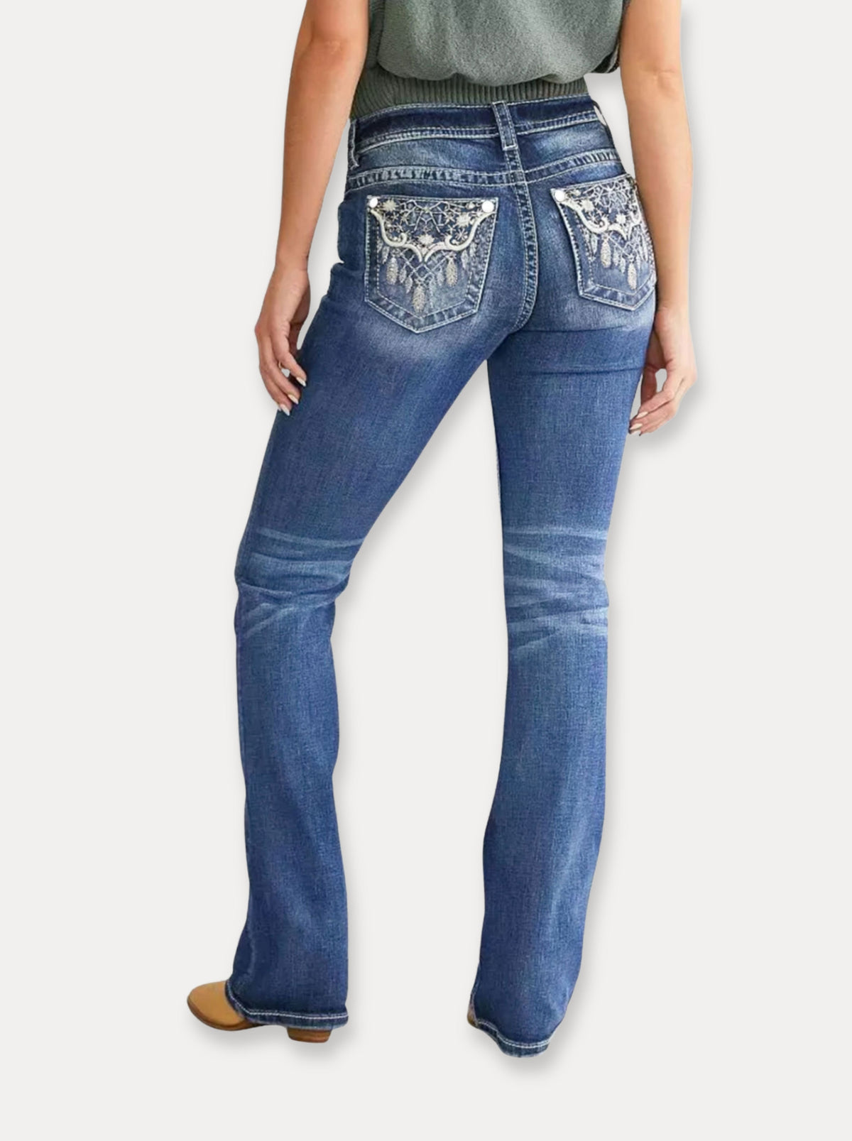 Embroidered Flare Jeans