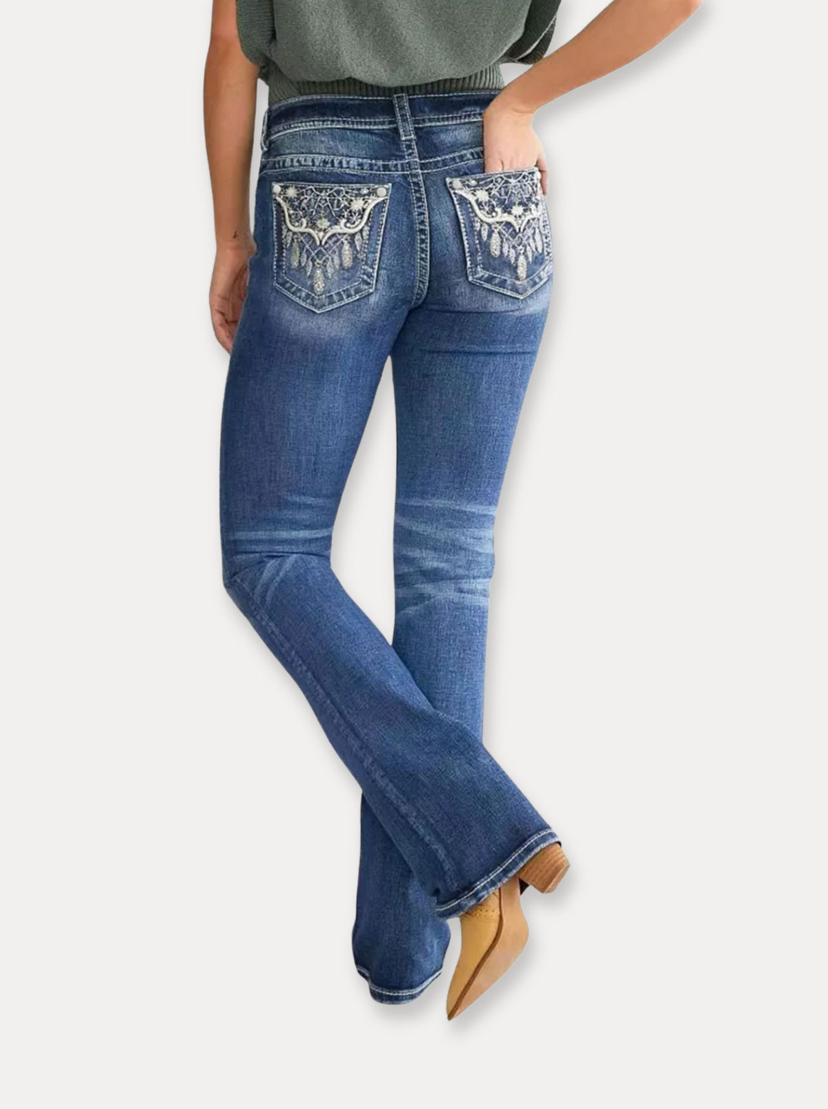 Embroidered Flare Jeans