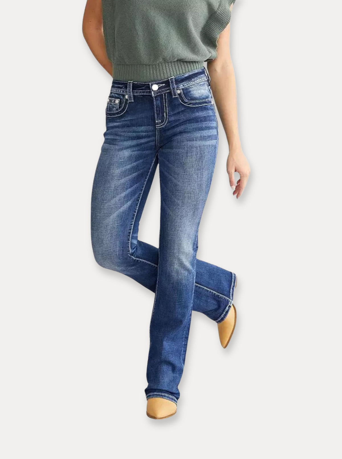 Embroidered Flare Jeans