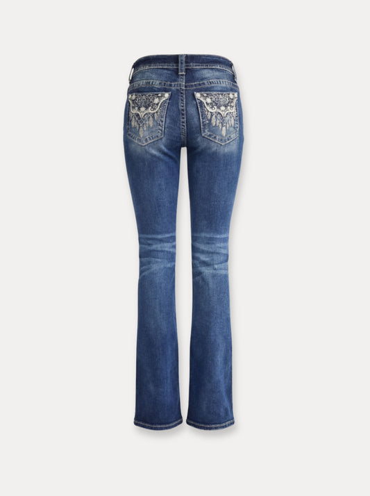 Embroidered Flare Jeans