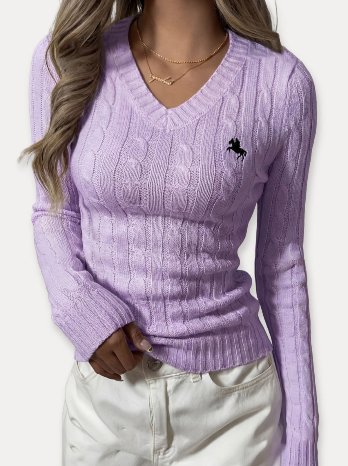 Cable Knit V-Neck Sweater
