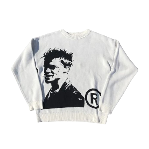 Retro Graphic Face Knit Sweater