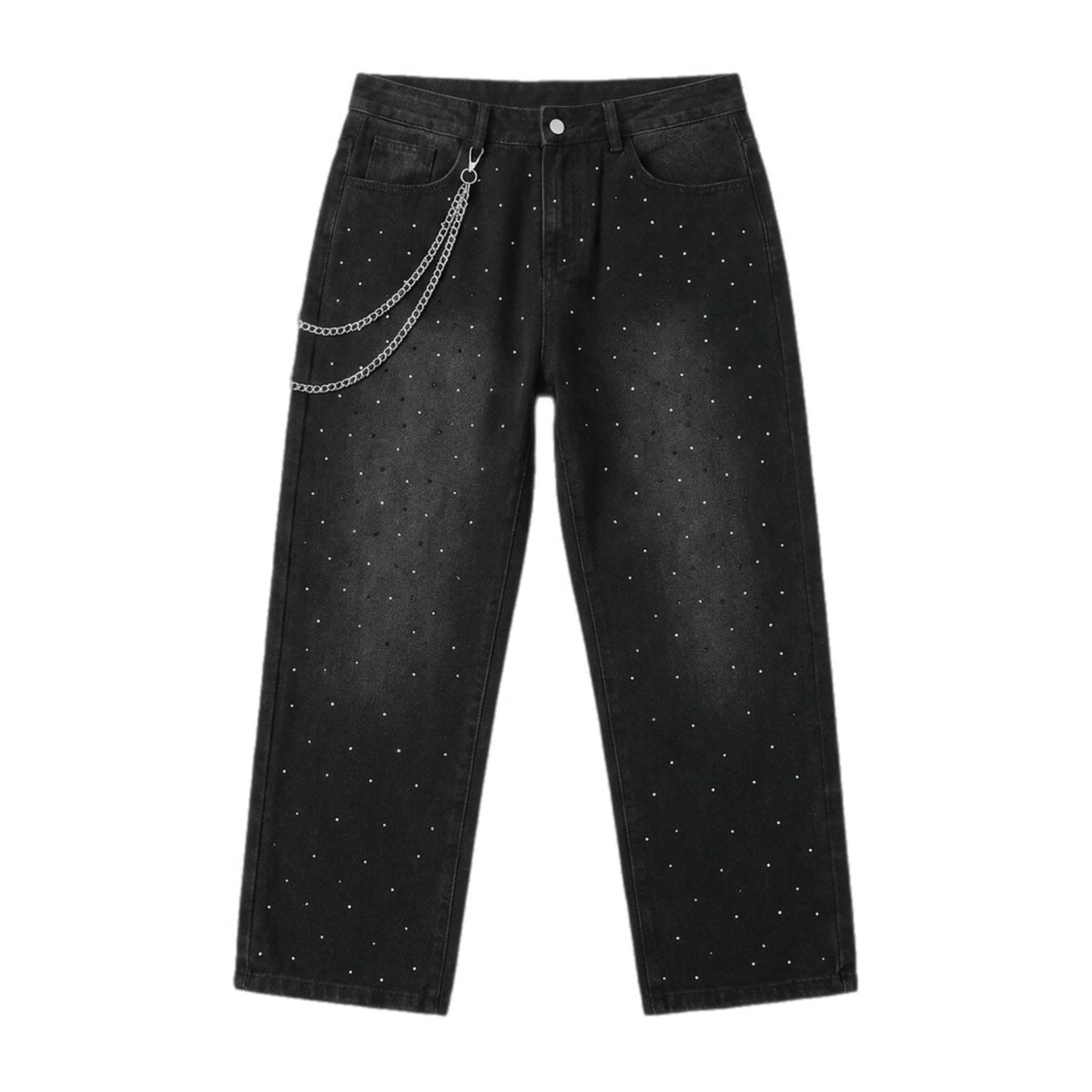 BLACK RHINESTONE CLOUD DENIM JEANS