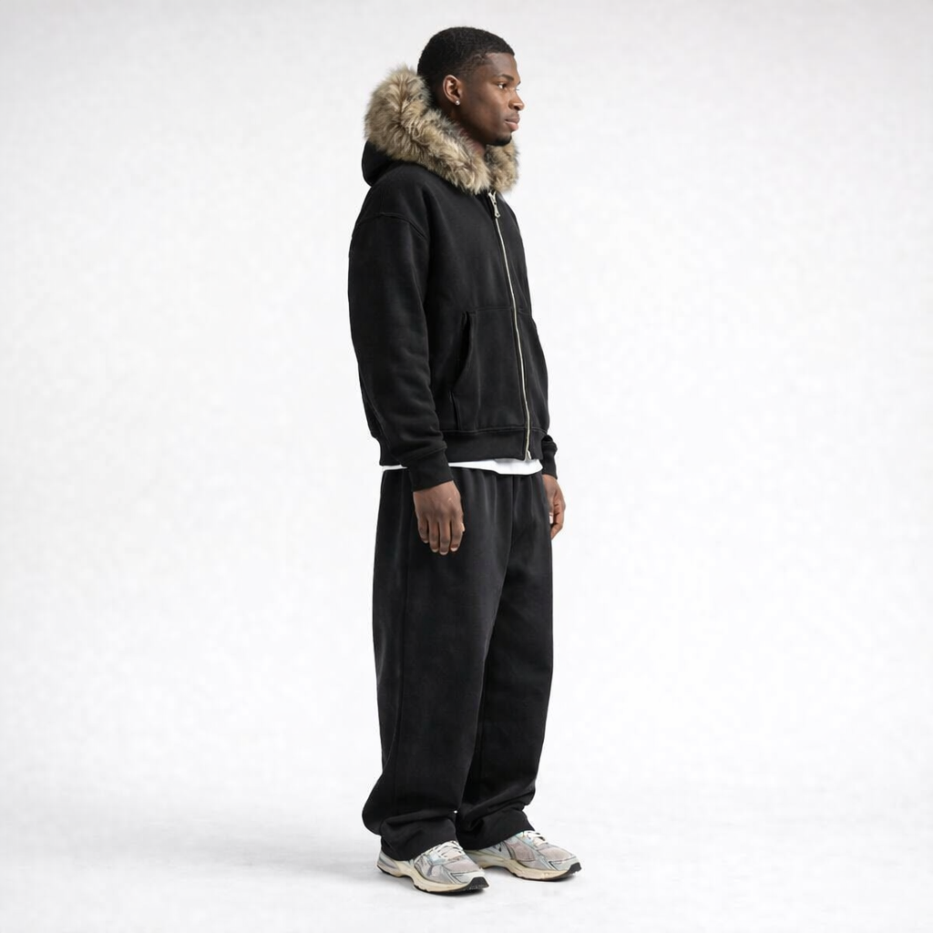 DARK FAUX FUR CLOUD Zipper Hoodie