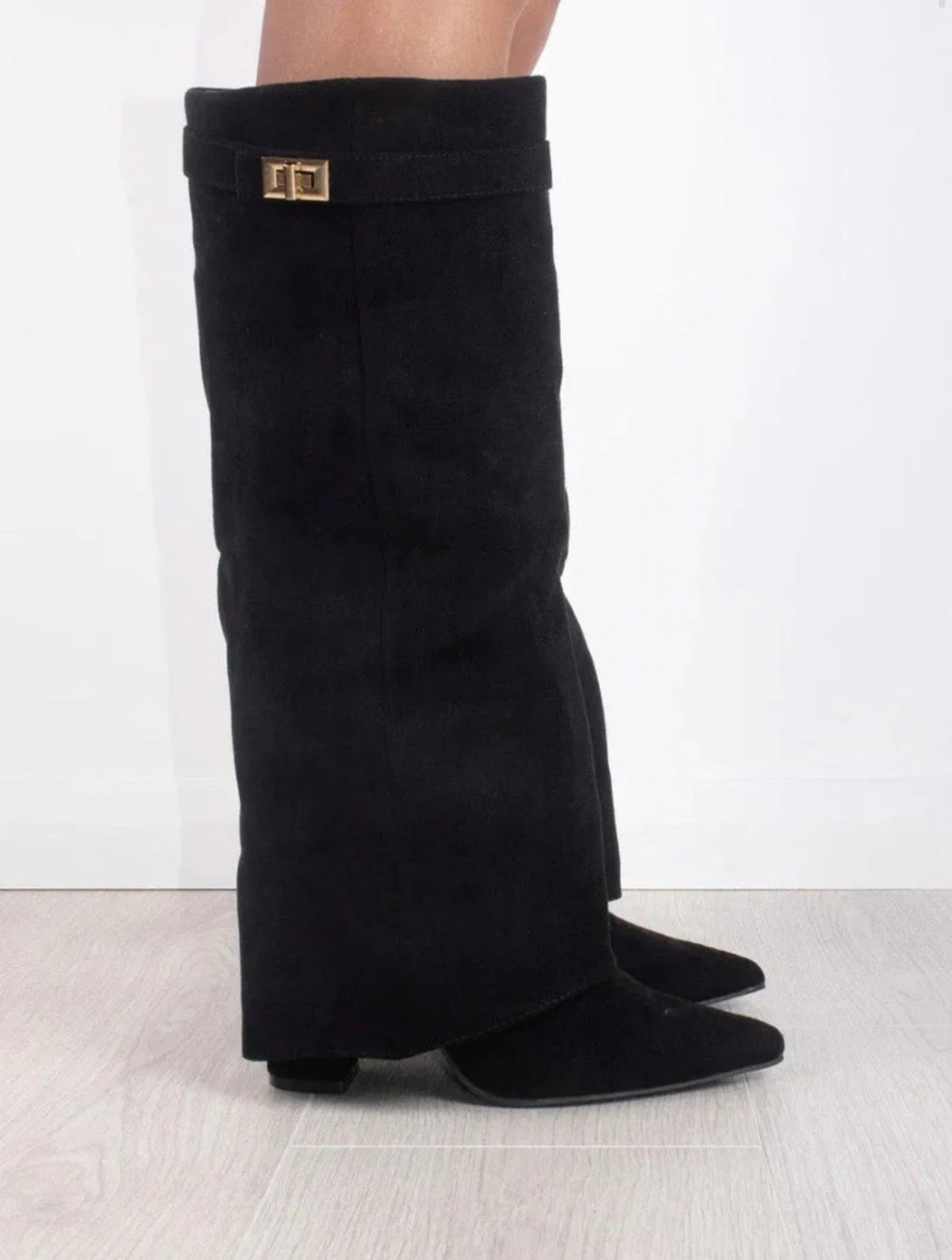 Suede Black Boots