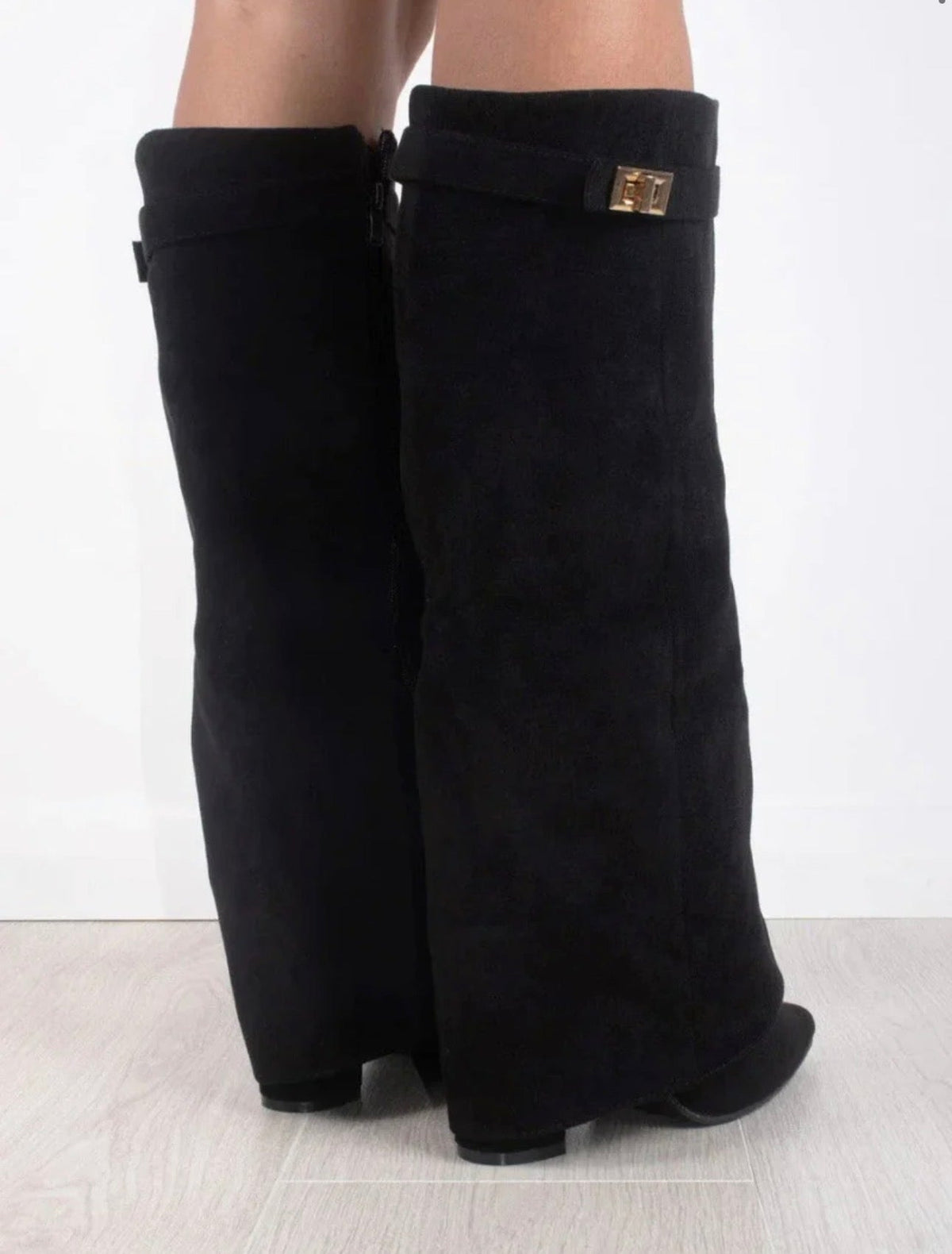 Suede Black Boots