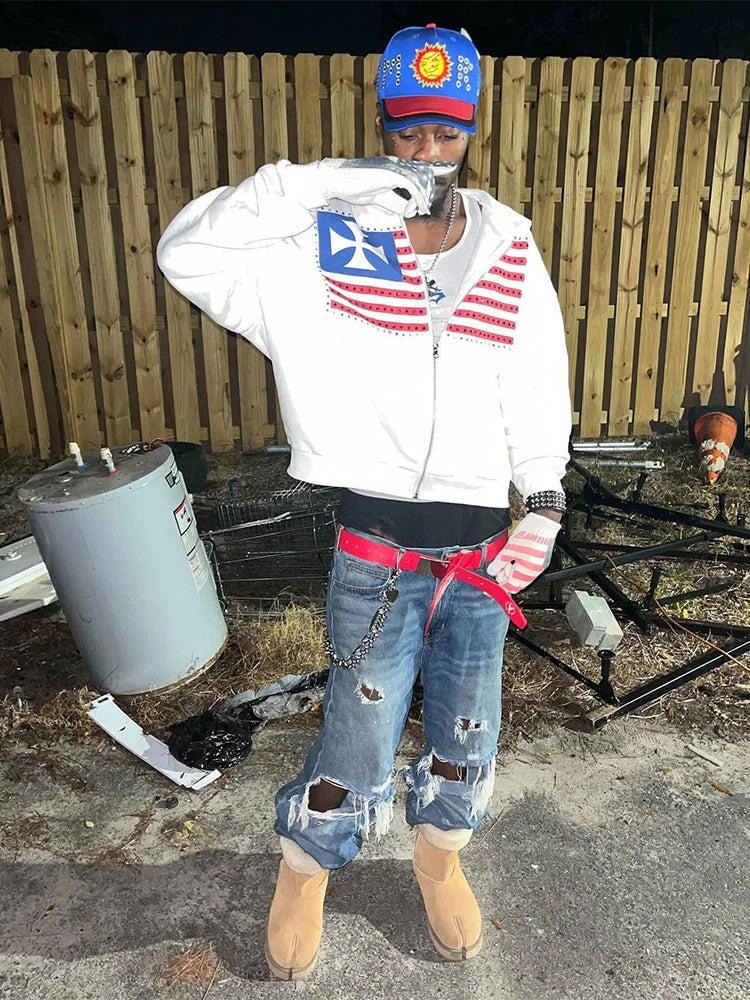 NATIONAL FLAG PATTERN CLOUD Zip up
