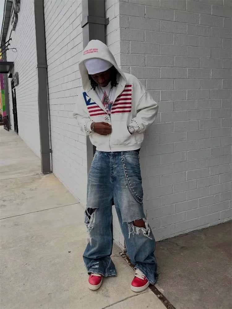 NATIONAL FLAG PATTERN CLOUD Zip up