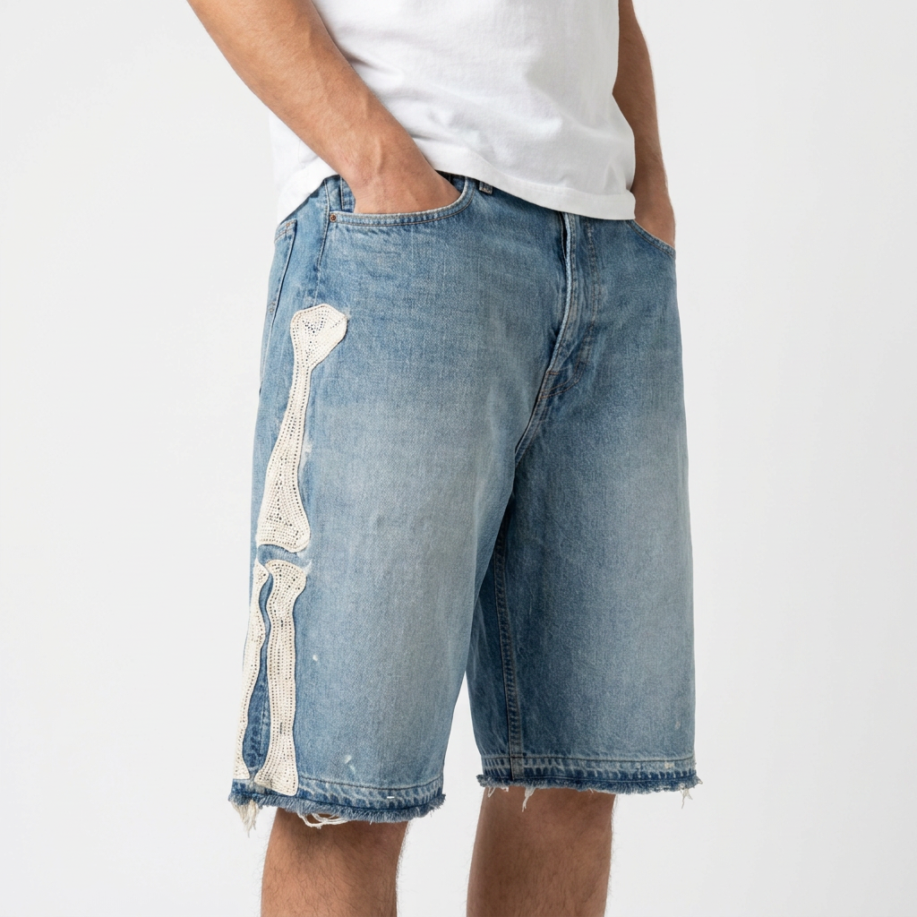 SKELETON CLOUD Denim Shorts
