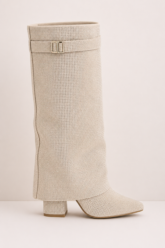 Diamanté Beige Boots