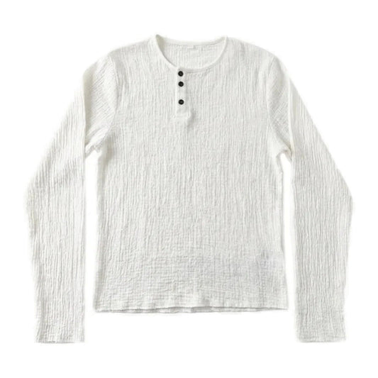 CRINKLE HENLEY LONG SLEEVE