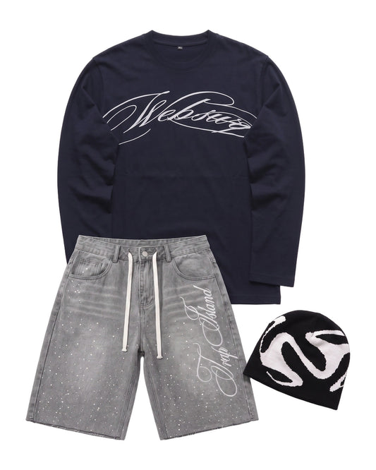 VIRAL OUTFIT - NAVY SCRIPT